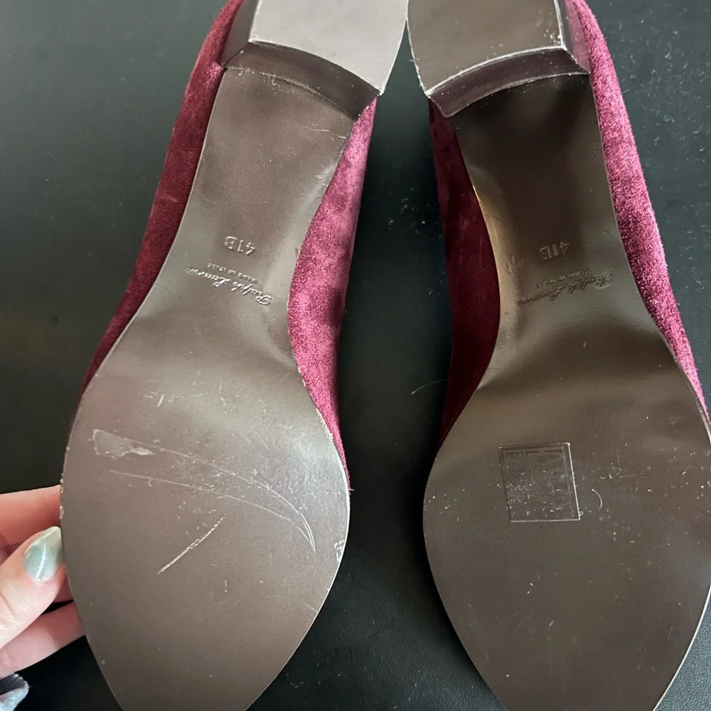 Ralph Lauren Purple Label Burgundy Suede Horsebit Pumps Gold Bit Made in Italy - Picture 6 of 11
